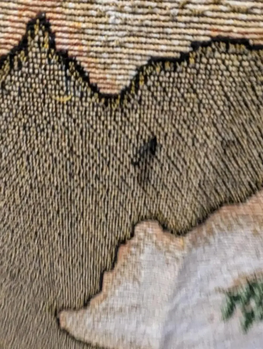 Vintage Woven Map Tapestry Throw Blanket France Italy Mediterranean 50x64 Fringe